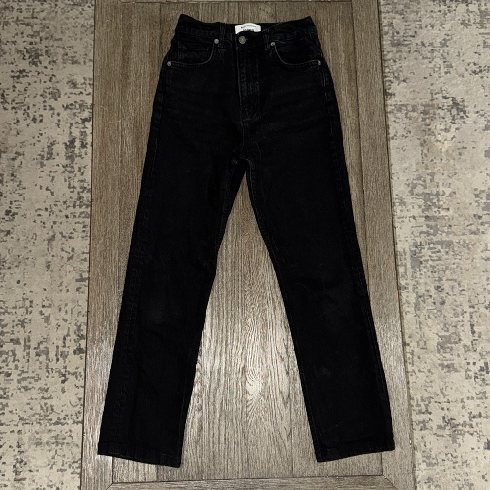 Reformation Liza Ultra High Rise Slim Straight Jeans Black